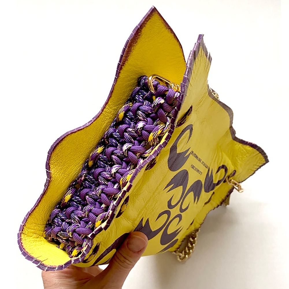 Leather yellow clutch